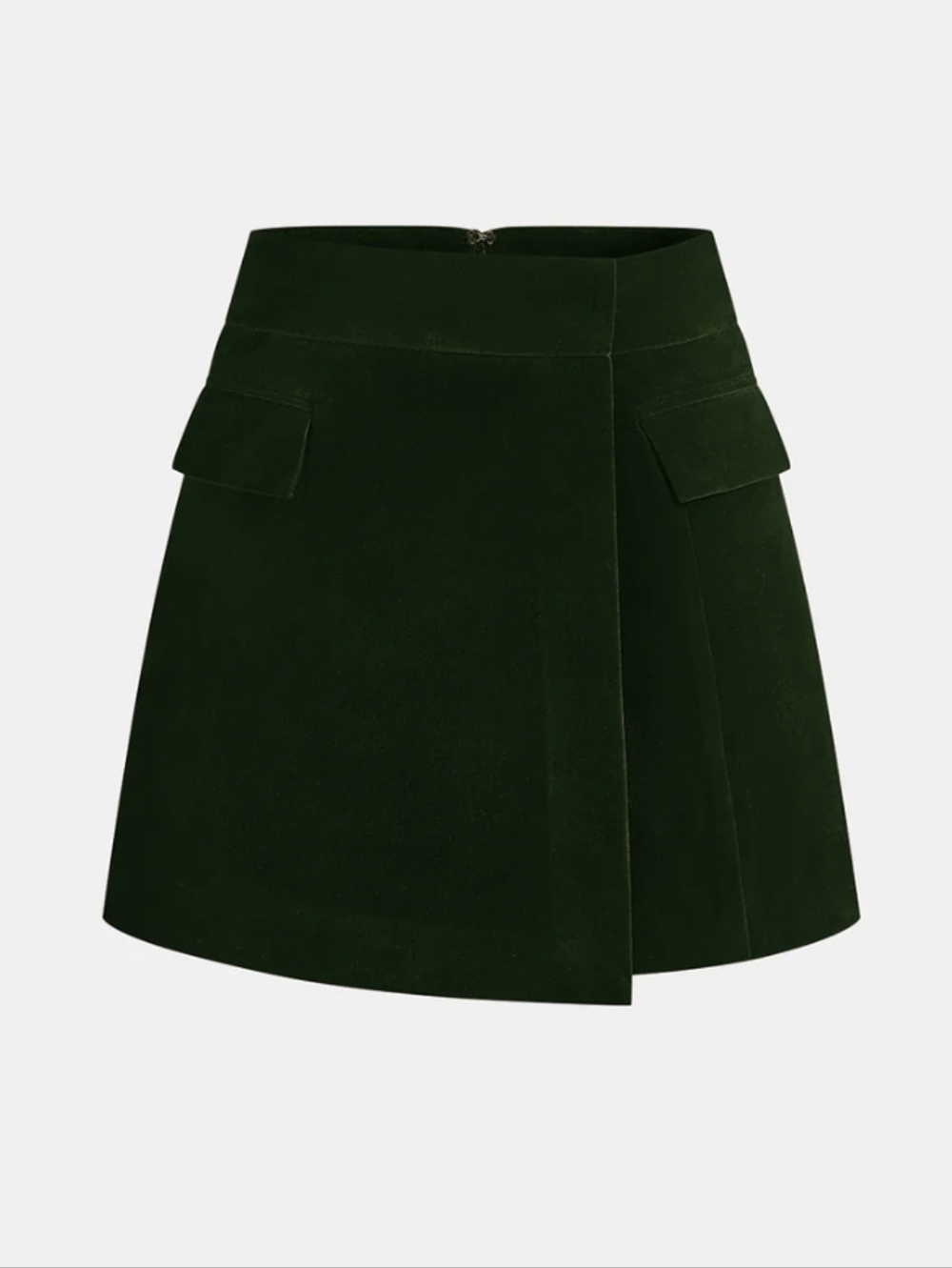 Commense Cordoroy Asymetric Velvet Mini Skirt Green S NWT